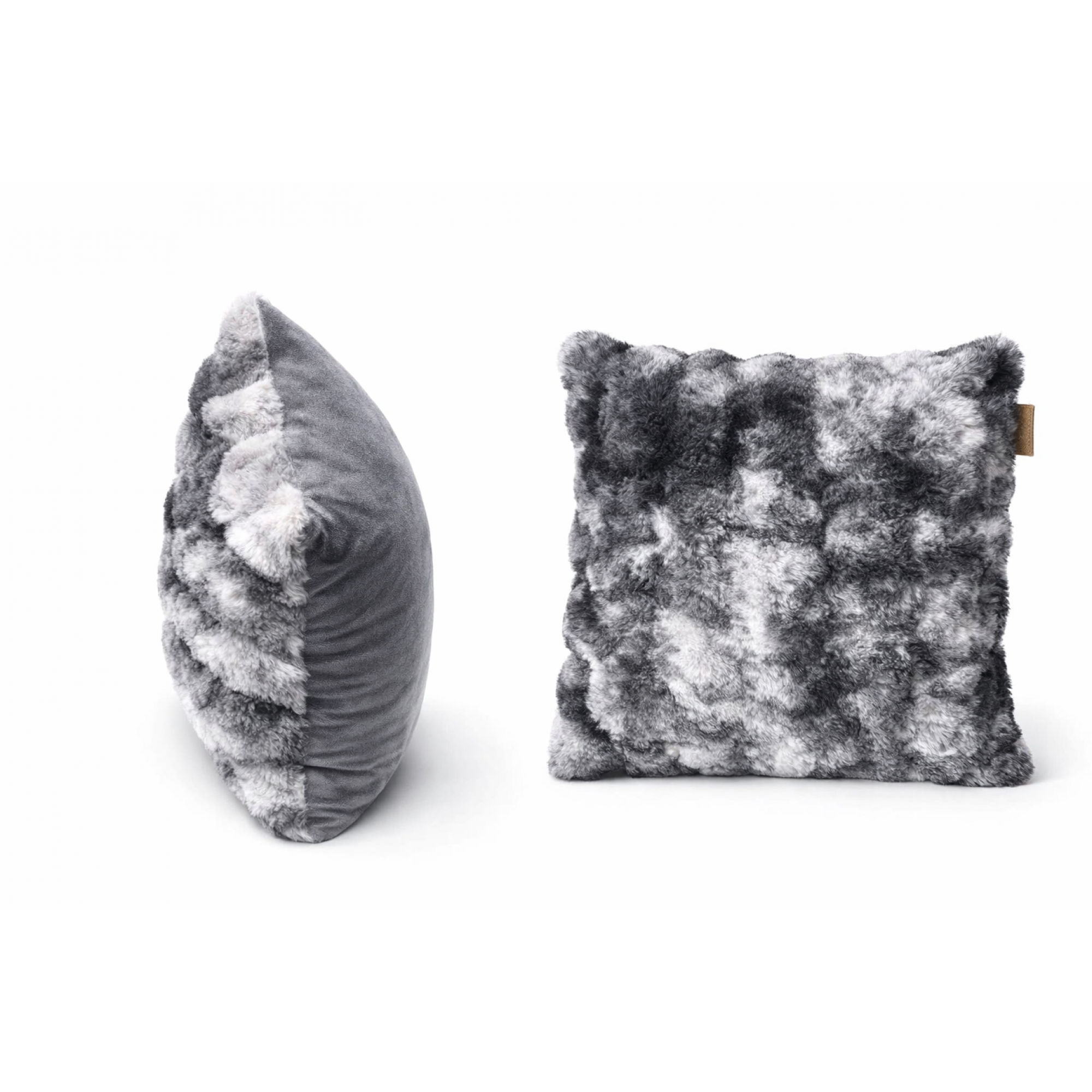 Peluş Tavşan Tüyü Silikon Dolgulu Kırlent-GRİ