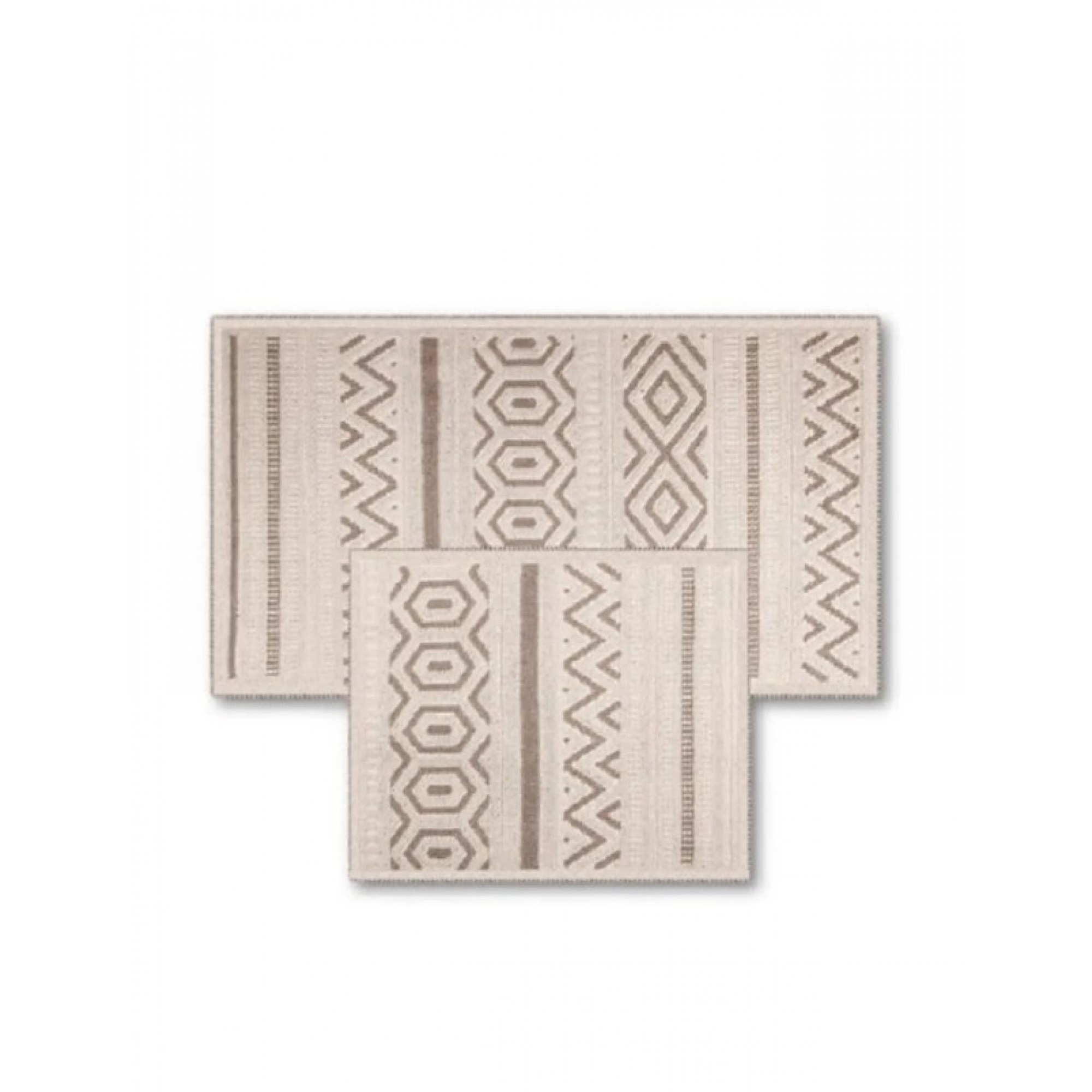 Doğal Pamuklu 2'li Banyo Paspas Seti 60x100 50x60 Cm - Kahve/Krem