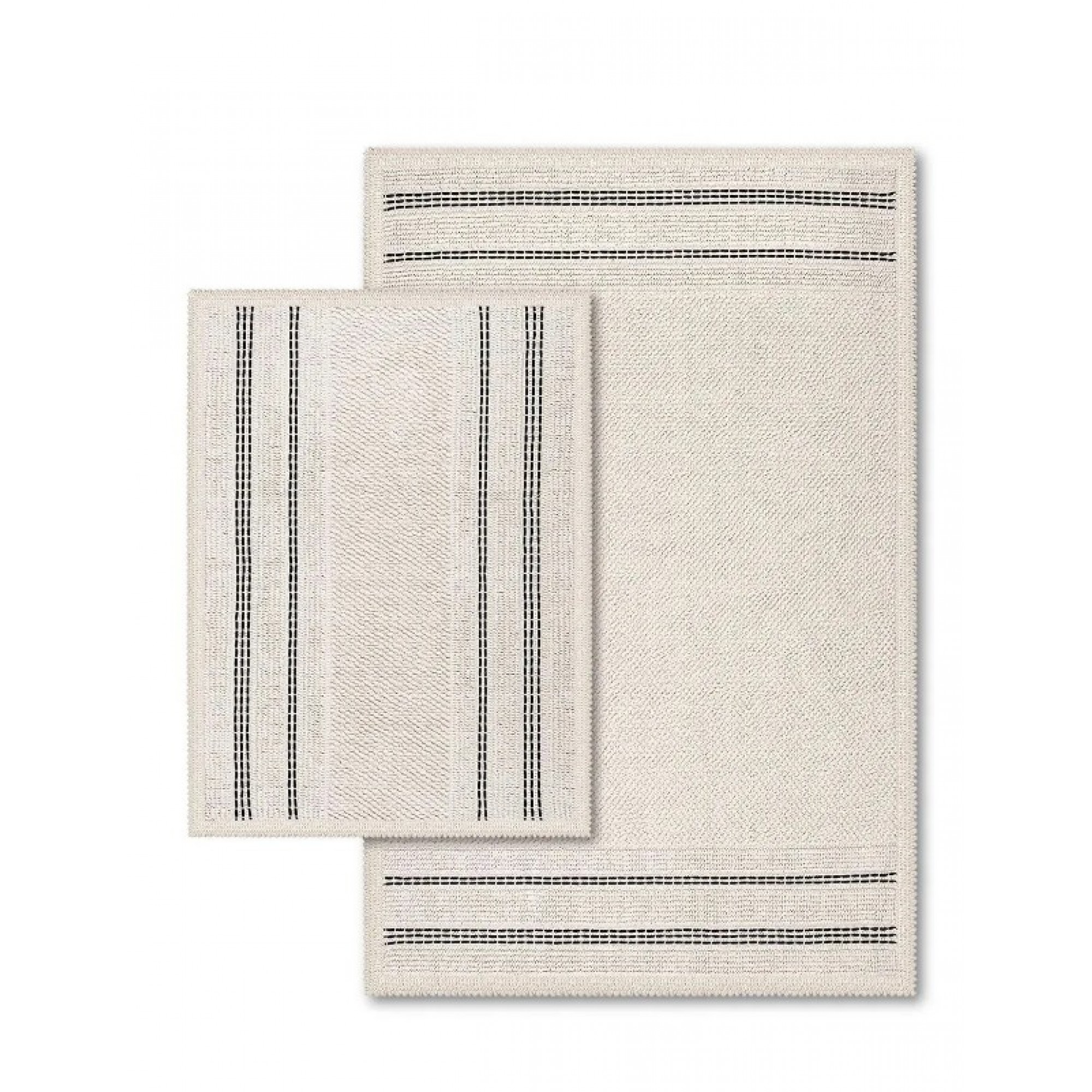 Doğal Pamuklu 2'li Banyo Paspas Seti 60x100 50x60 Cm - Ekru