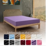 Çift Kişilik Soft Fit Serisi Lastikli Çarşaf- Mor