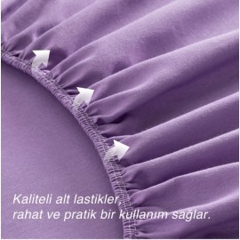 Battal Boy Velora Fit Serisi Lastikli Çarşaf- Mor