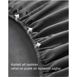 Çift Kişilik Soft Fit Serisi Lastikli Çarşaf- Füme