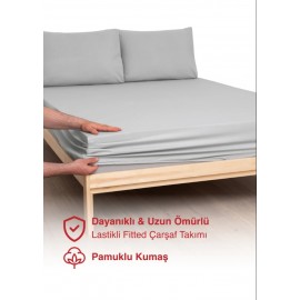 Battal Boy Velora Fit Serisi Lastikli Çarşaf- Gri