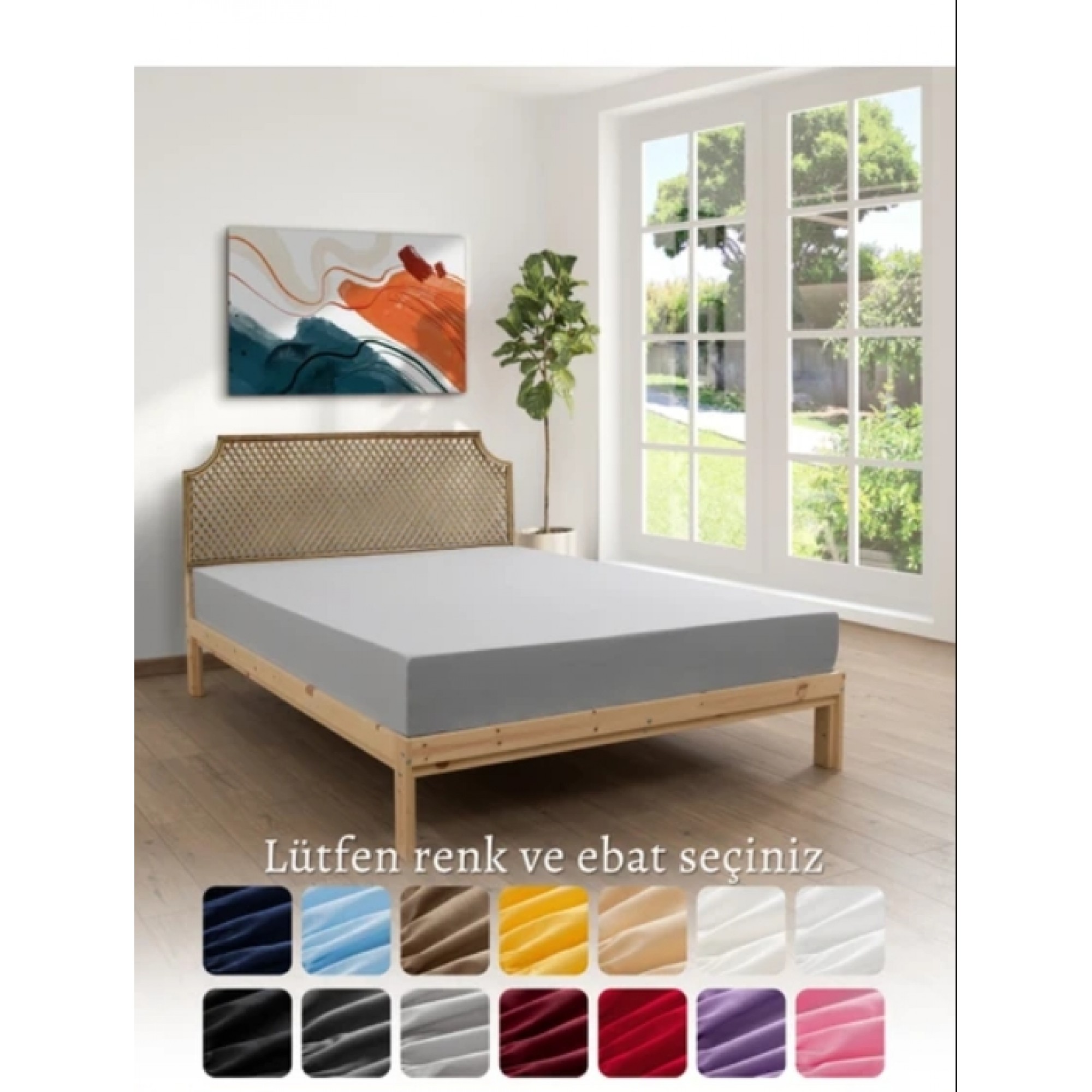 Battal Boy Velora Fit Serisi Lastikli Çarşaf- Gri