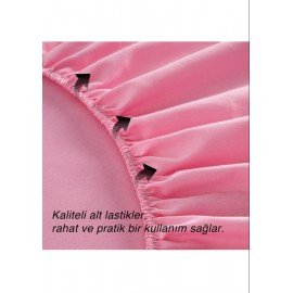 Tek Kişilik Stay Fit Serisi Lastikli Çarşaf- Gül Kurusu