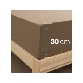 Çift Kişilik Soft Fit Serisi Lastikli Çarşaf- Kahve