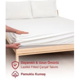 Çift Kişilik Soft Fit Serisi Lastikli Çarşaf- krem