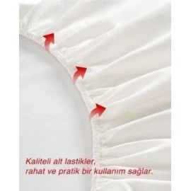 Çift Kişilik Soft Fit Serisi Lastikli Çarşaf- krem