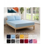 Çift Kişilik Soft Fit Serisi Lastikli Çarşaf- mavi