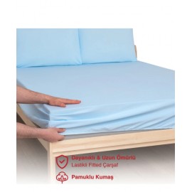 Tek Kişilik Lastikli Çarşaf-Mavi