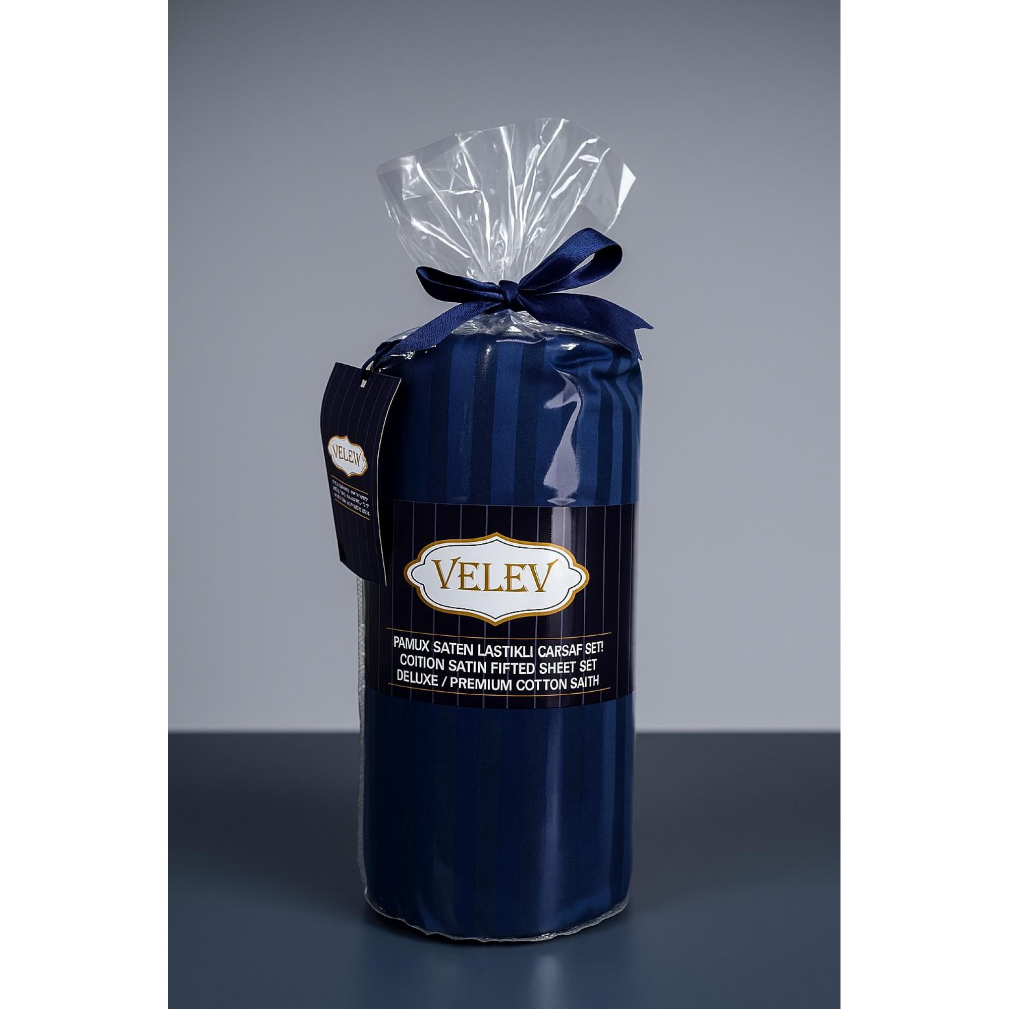 PAMUK SATEN LASTİKLİ ÇARŞAF PREMIUM ÇİFT KİŞİLİK LACİVERT