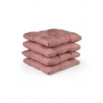 4'lü Puf Yumuşak Tabure Minderi 4 Puntolu 42x42 Cm Gül Kurusu