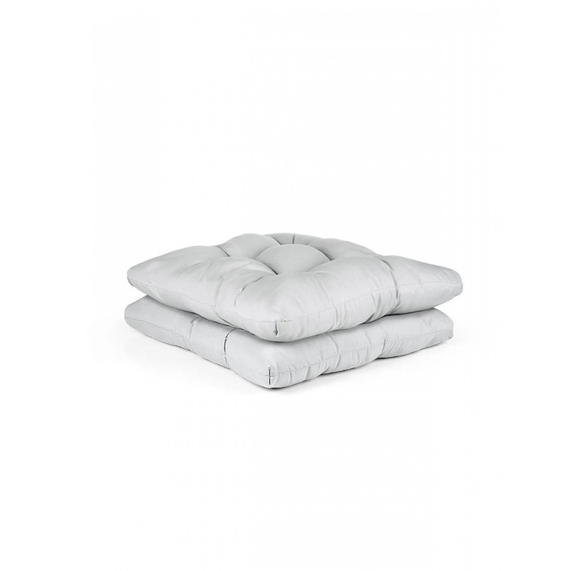 2'li Puf Yumuşak Tabure Minderi 4 Kapitoneli 42x42 Cm Gri