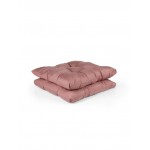  2'li Puf Yumuşak Tabure Minderi 4 Puntolu 42x42 Gül Kurusu