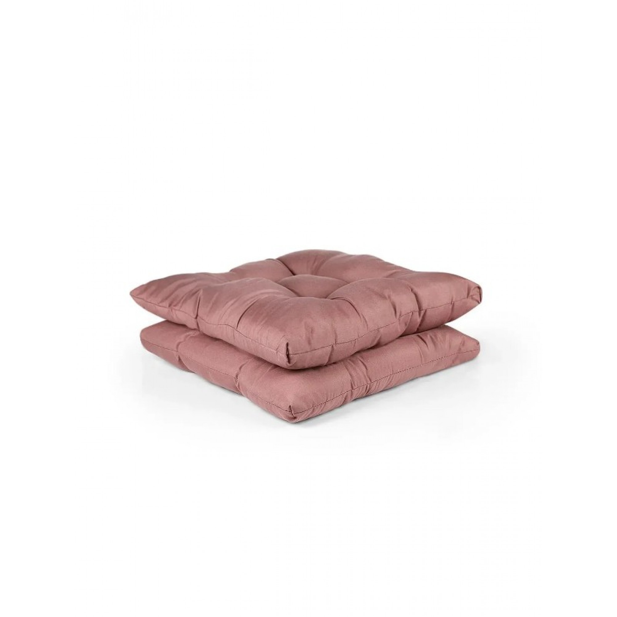  2'li Puf Yumuşak Tabure Minderi 4 Puntolu 42x42 Gül Kurusu