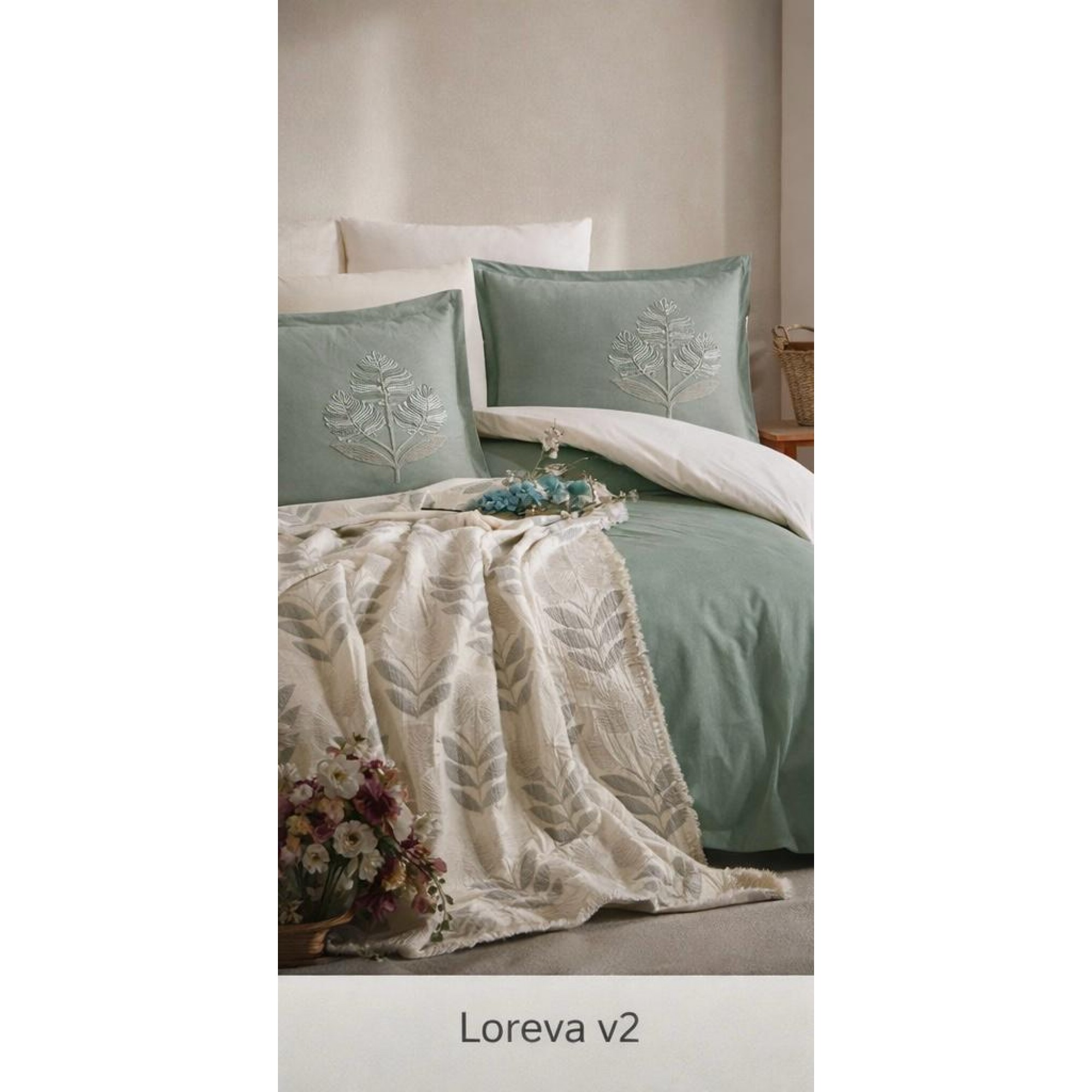 CLASY ÇİFT KİŞİLİK MÜSLİN YATAK ÖRTÜLÜ NEVRESİM TAKIMI (7 PARÇA) LOREVA-V2 